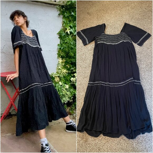 Free People Dresses & Skirts - Size Medium Free People I'm The One embroidered black gauze maxi dress